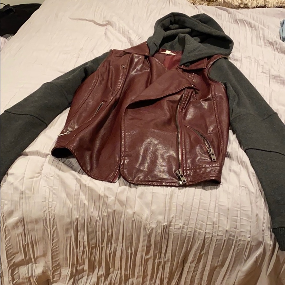 Faux leather and cotton jacket